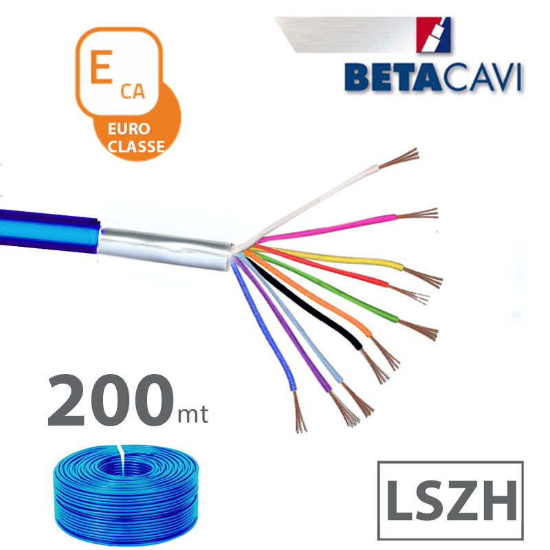 cavo allarme LSZH 10×0,22+T+S CEI-UNEL 36762-C4 mat. 200m BLU – ARGO  elettronica